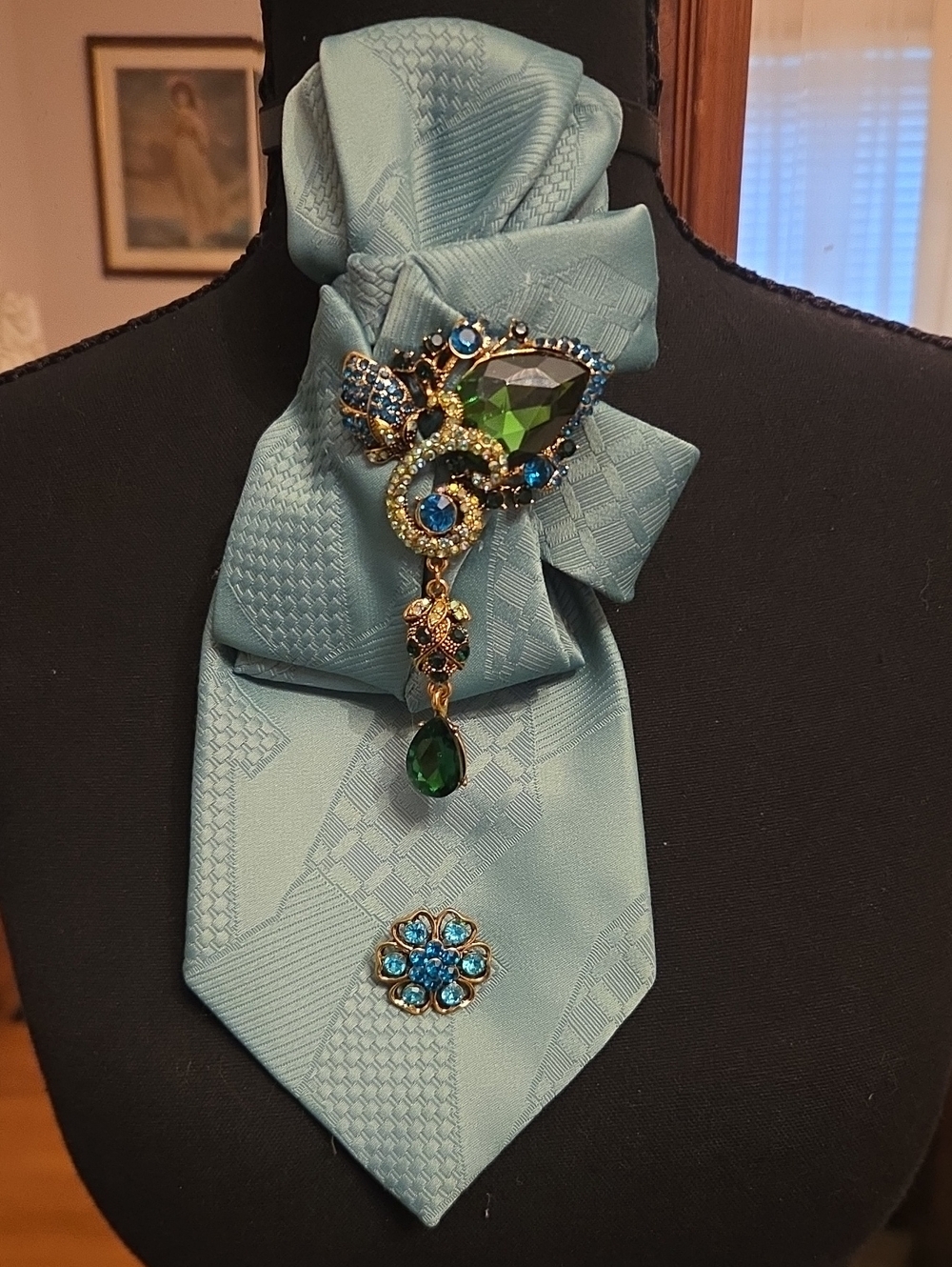 Upcycled Men's Necktie For Women With Brooch